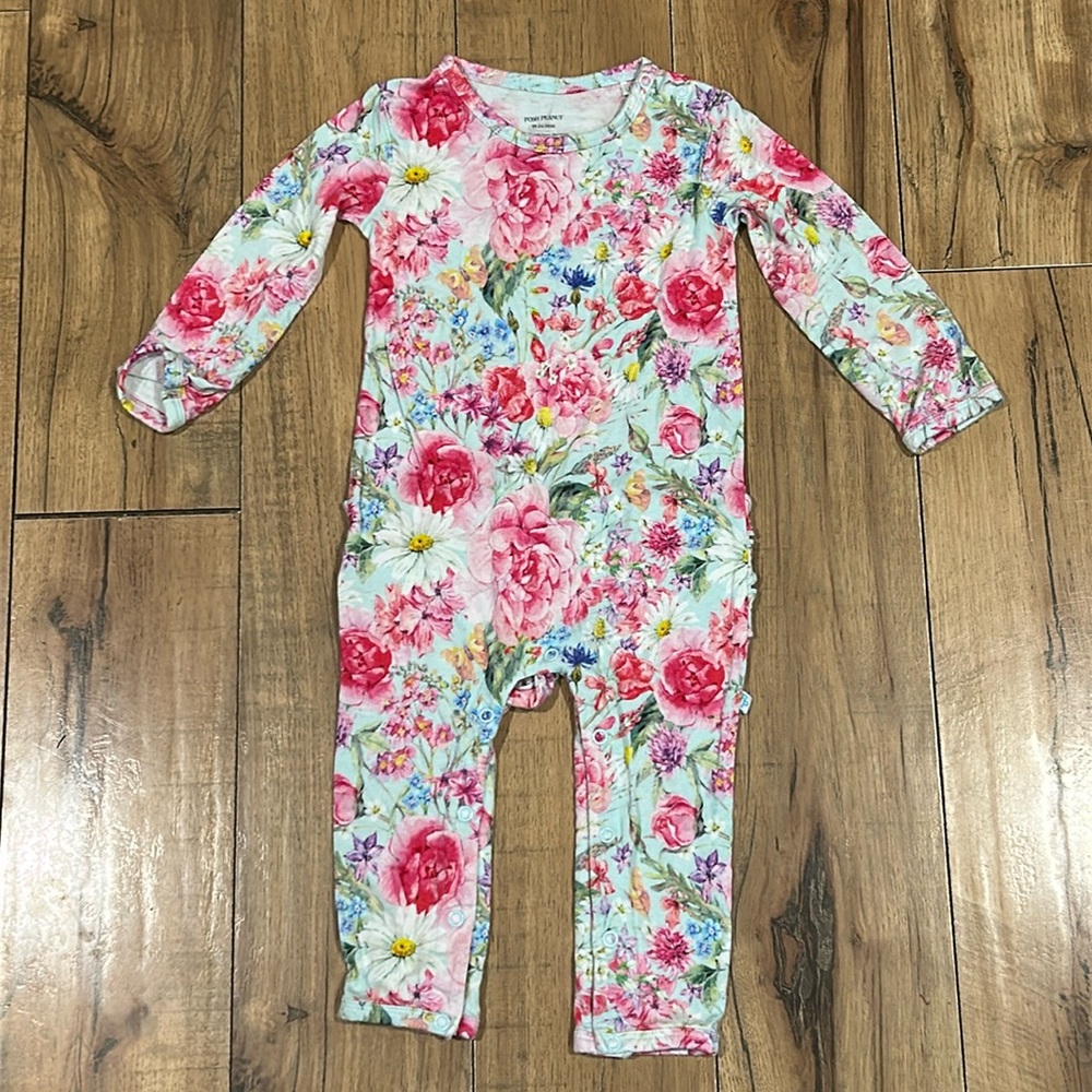 Posh peanut romper 18-24 months floral ruffle butt romper